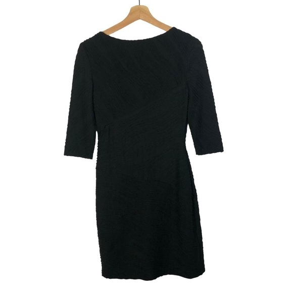 Donna Morgan Black Textured Half Sleeve Sheath Dress 4 - Picture 2 of 4